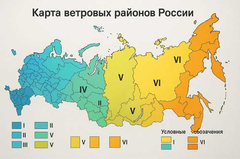 Карта ветровых районов России
