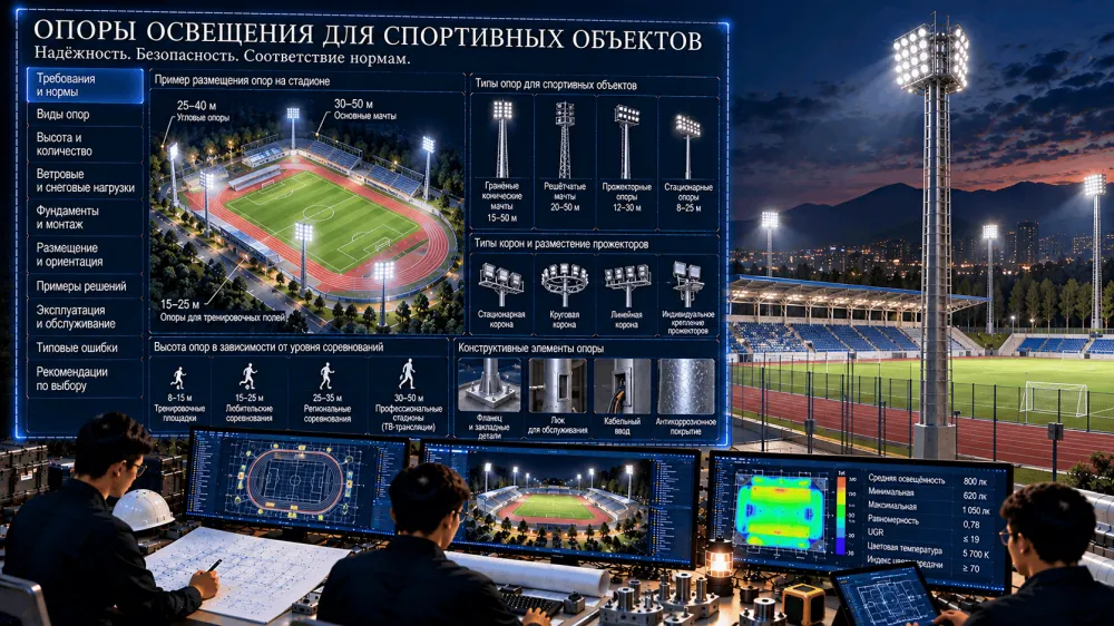 Опоры освещения для спортивных объектов