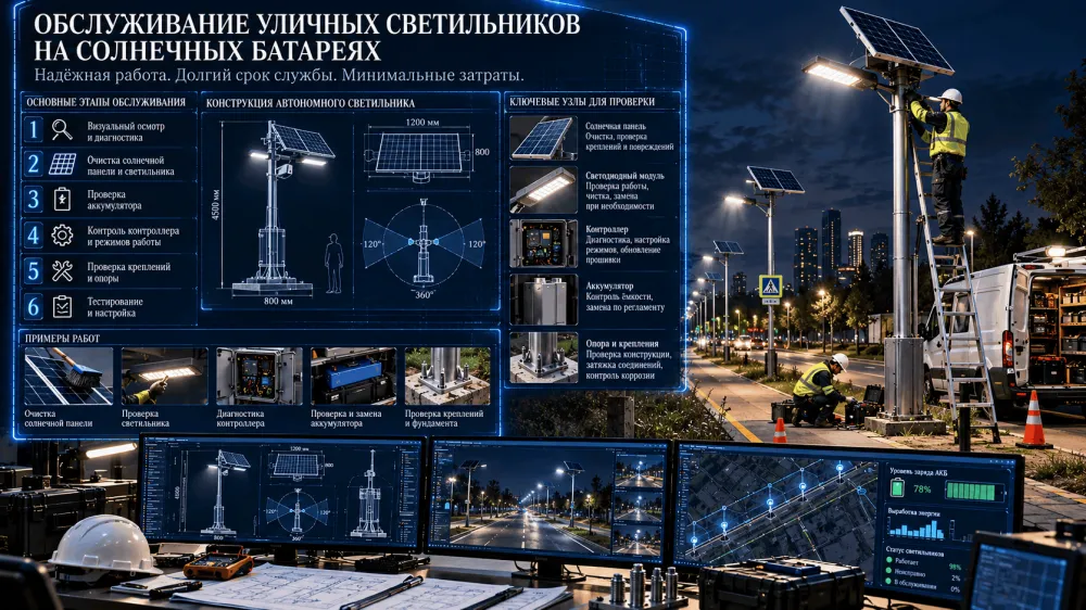 Обслуживание уличных светильников на солнечных батареях